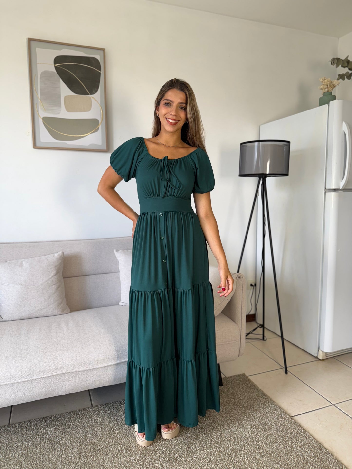 /336 Maxi Vestido Olivia Verde Esmeralda
