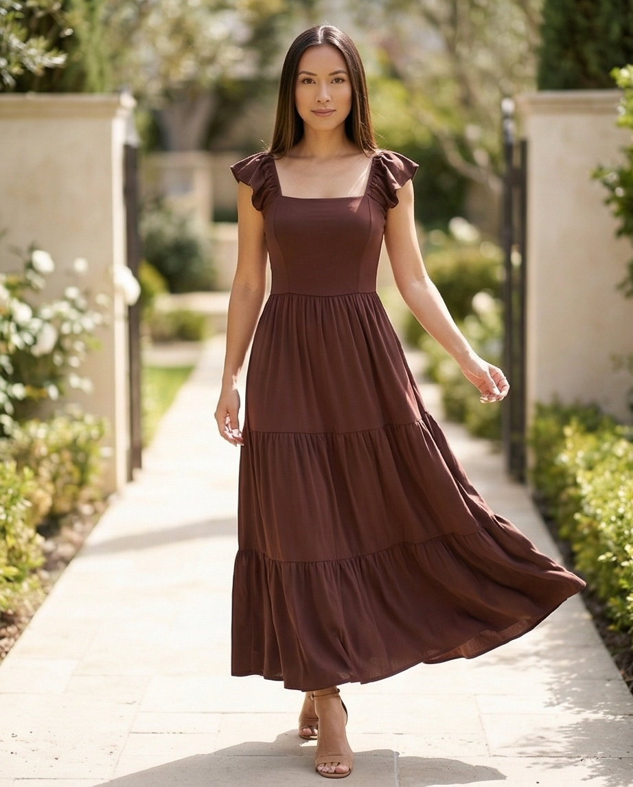 0038 Maxi Dress Eva color café