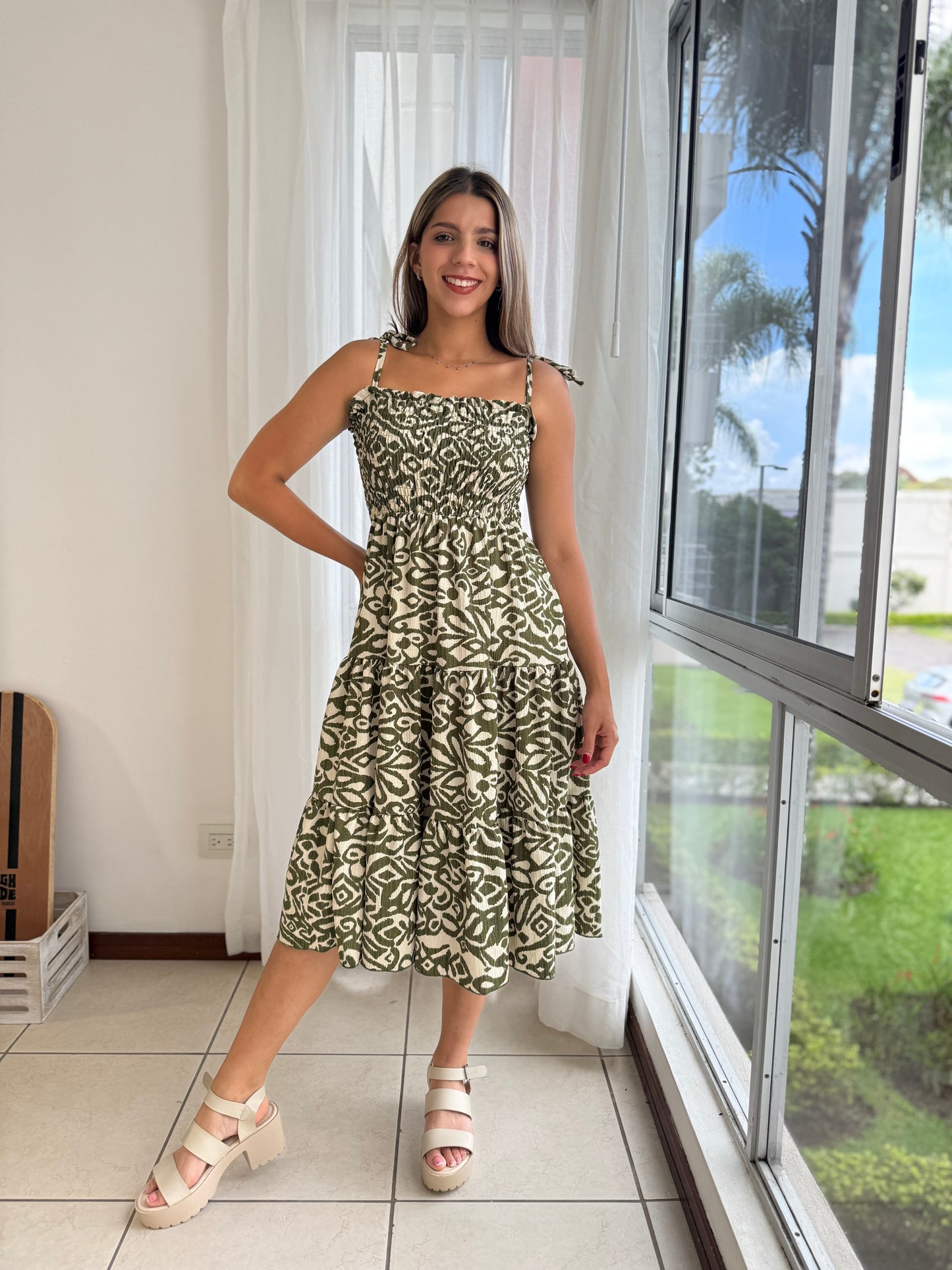 /337 Midi Verde Estampado Tirantes Amanda
