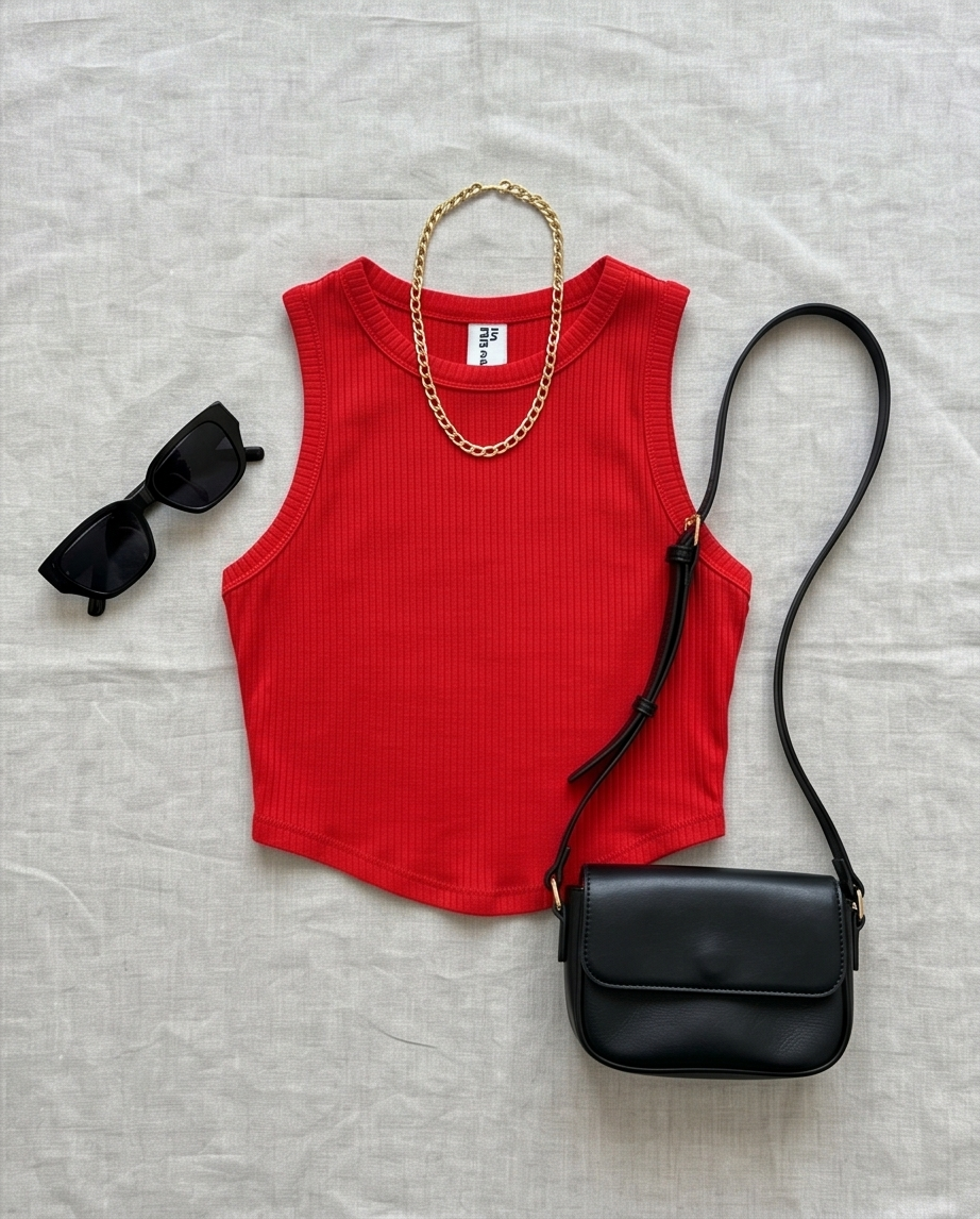 00519 Top rojo Inquieta rayón