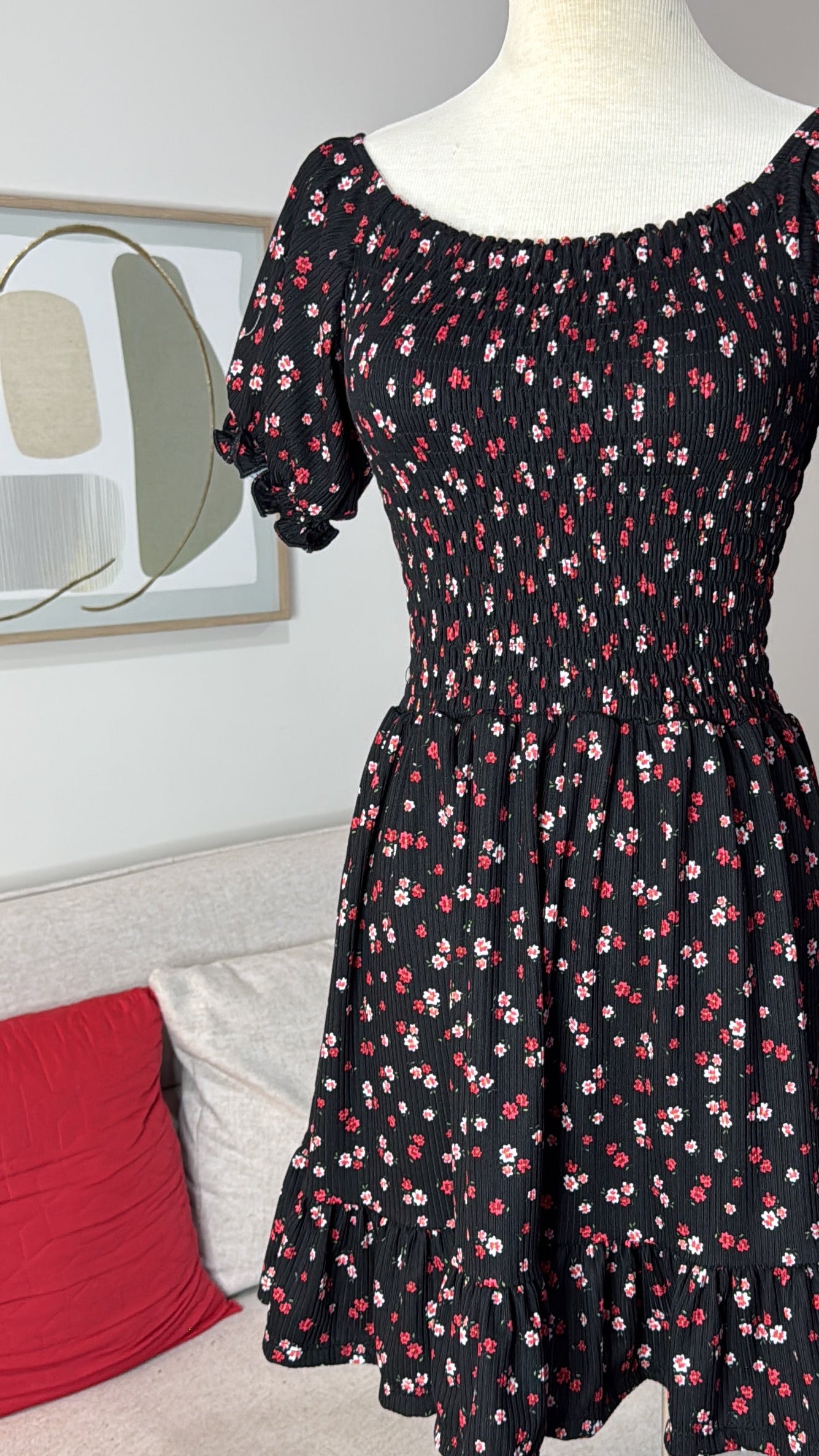00851 Vestido Susana Negro Flores