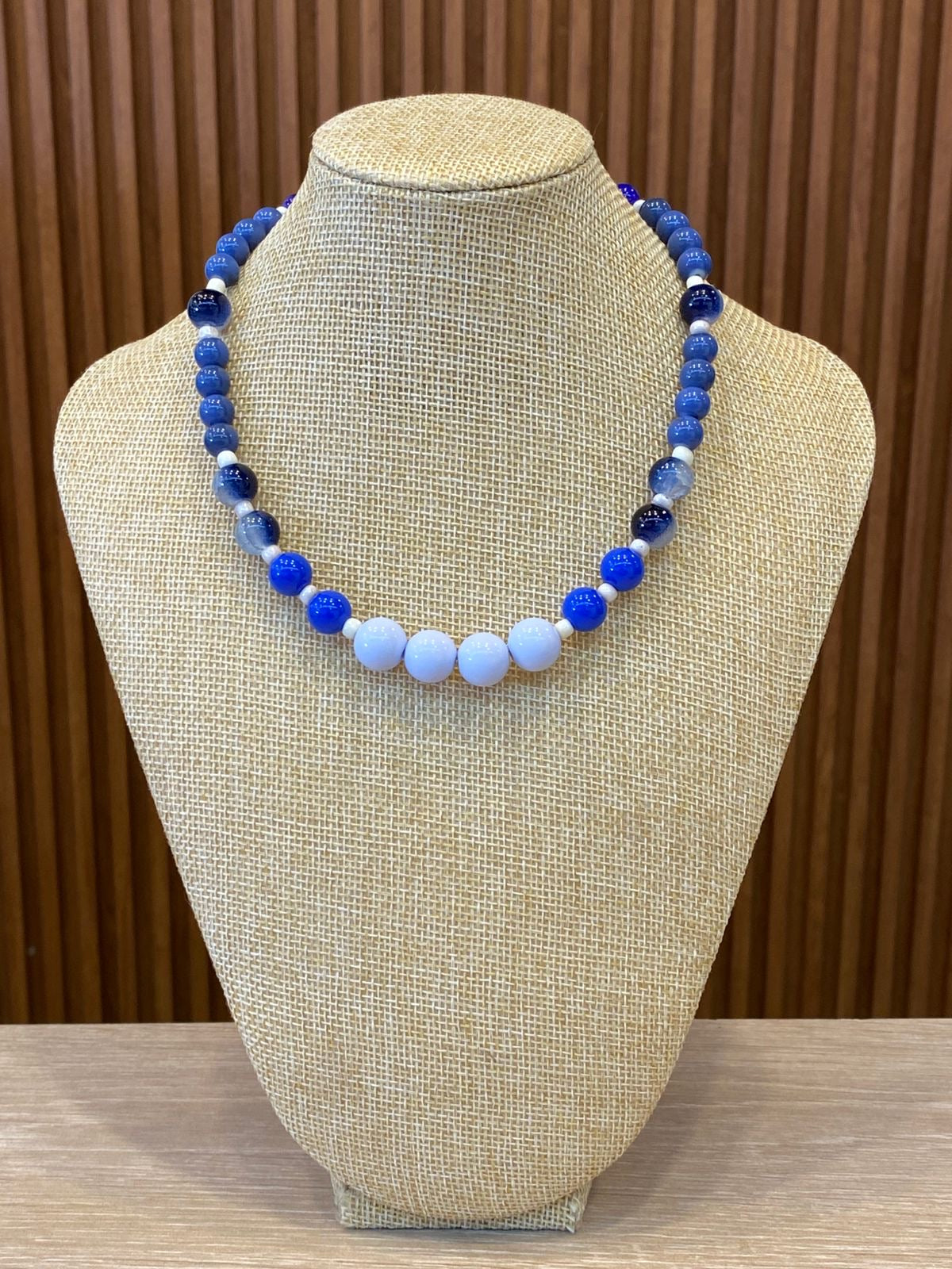 00312 Collar cristales azul tipo choker
