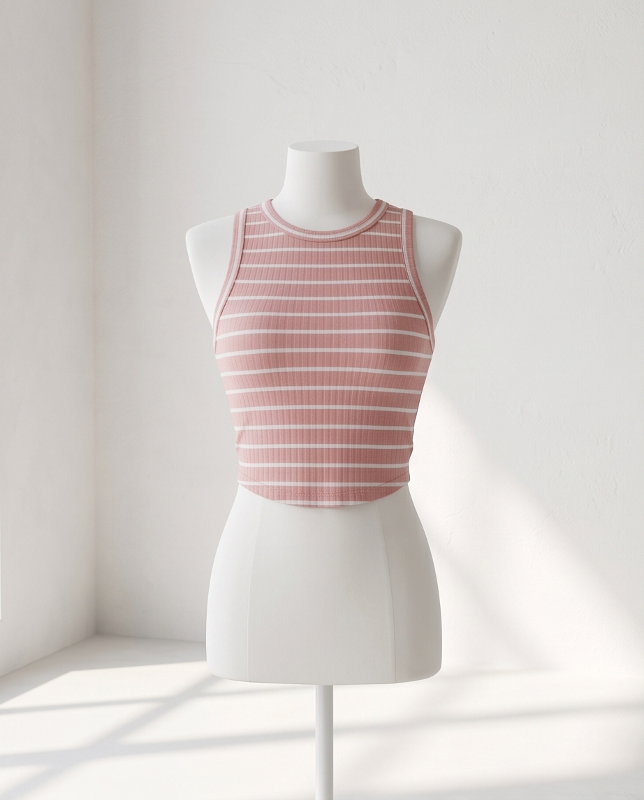 0099 Helena Crop Top Rayas Rosa