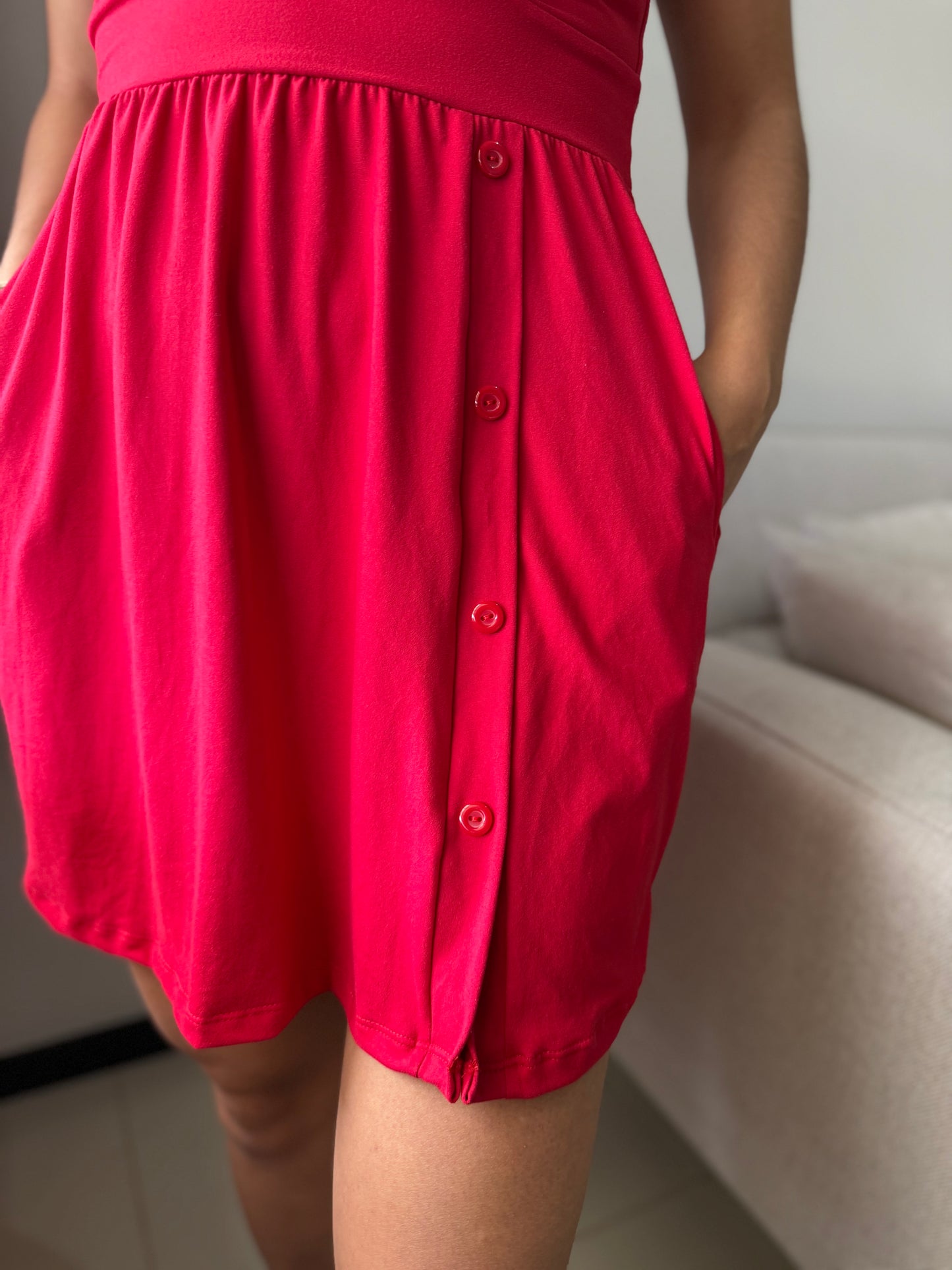 00845 Vestido Julie con Bolsas color Rojo