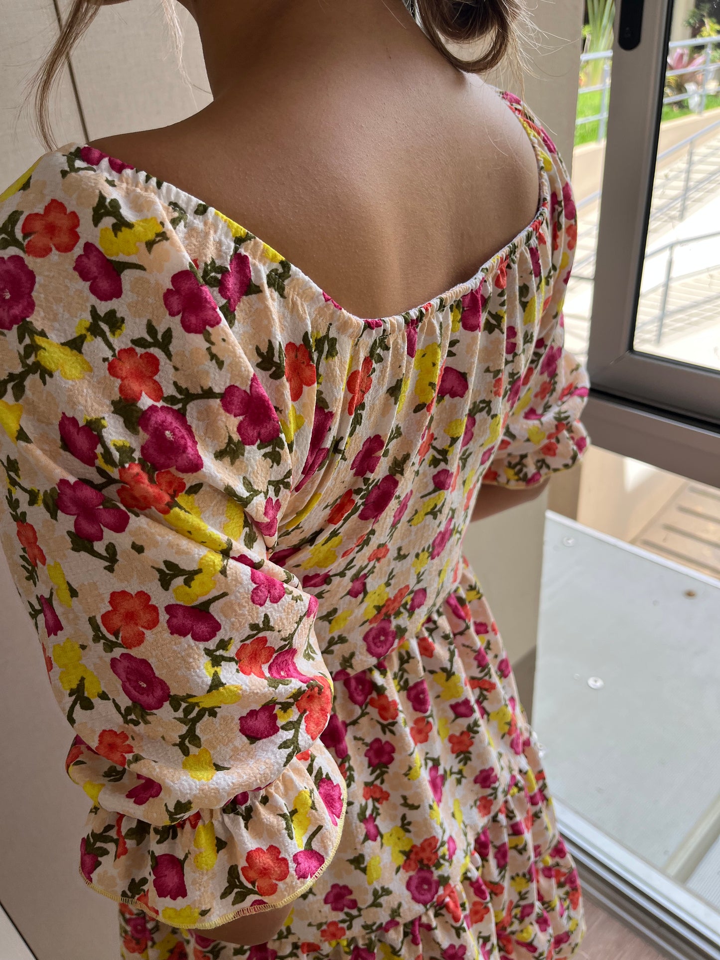 00816 Vestido Manga 3/4 Flores