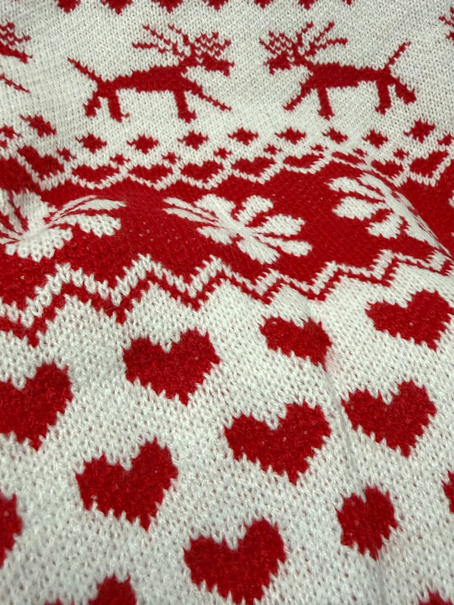 501 Abrigo Navideño Renos y Corazones Blanco (one size)