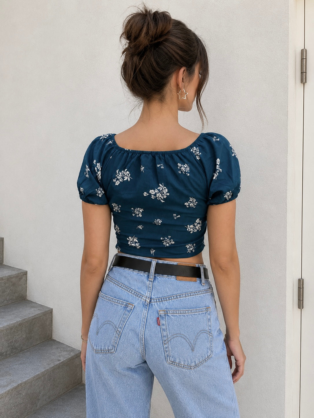 00718 Crop top Monterrosa Turquesa Floral