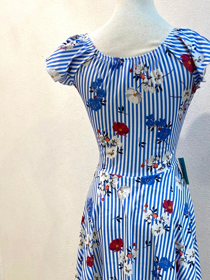 00401 Vestido Sabrina Rayas Azul