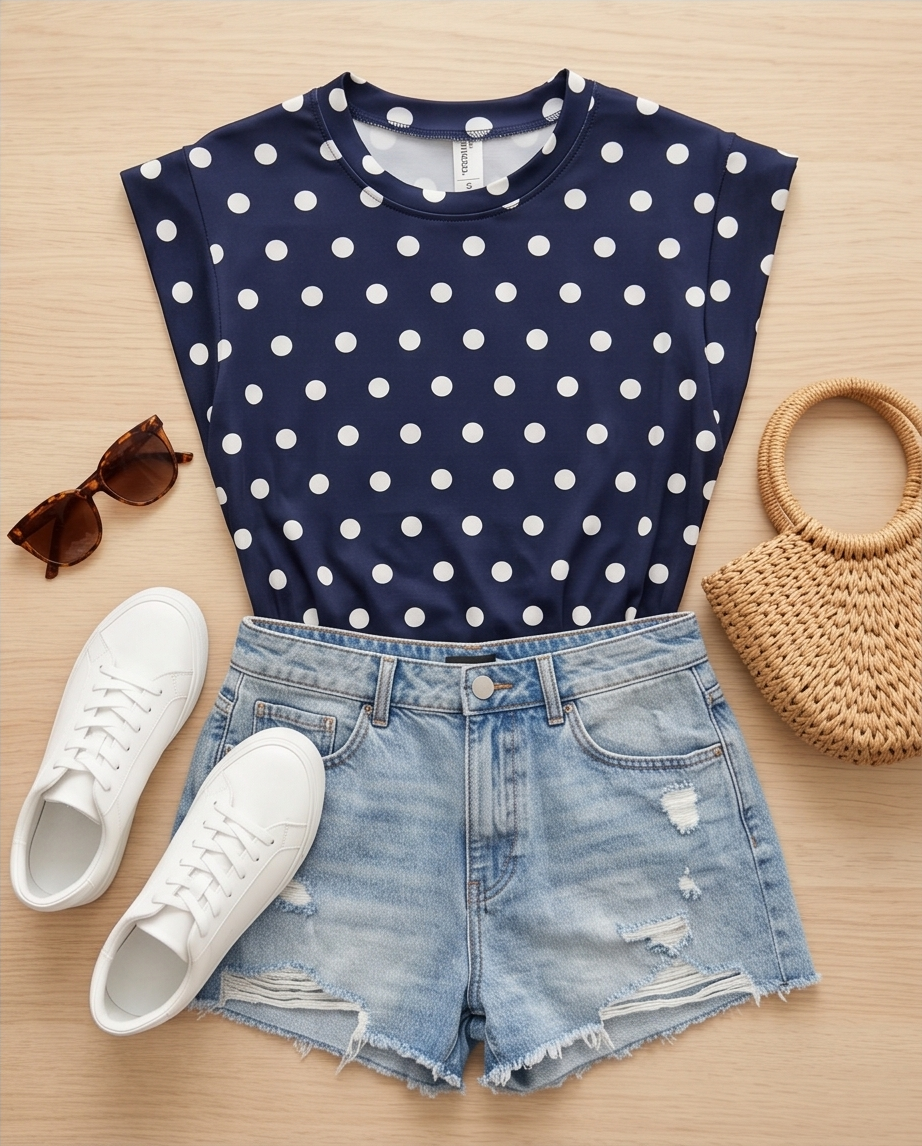 00100 Blusa Mindi Polka Azul