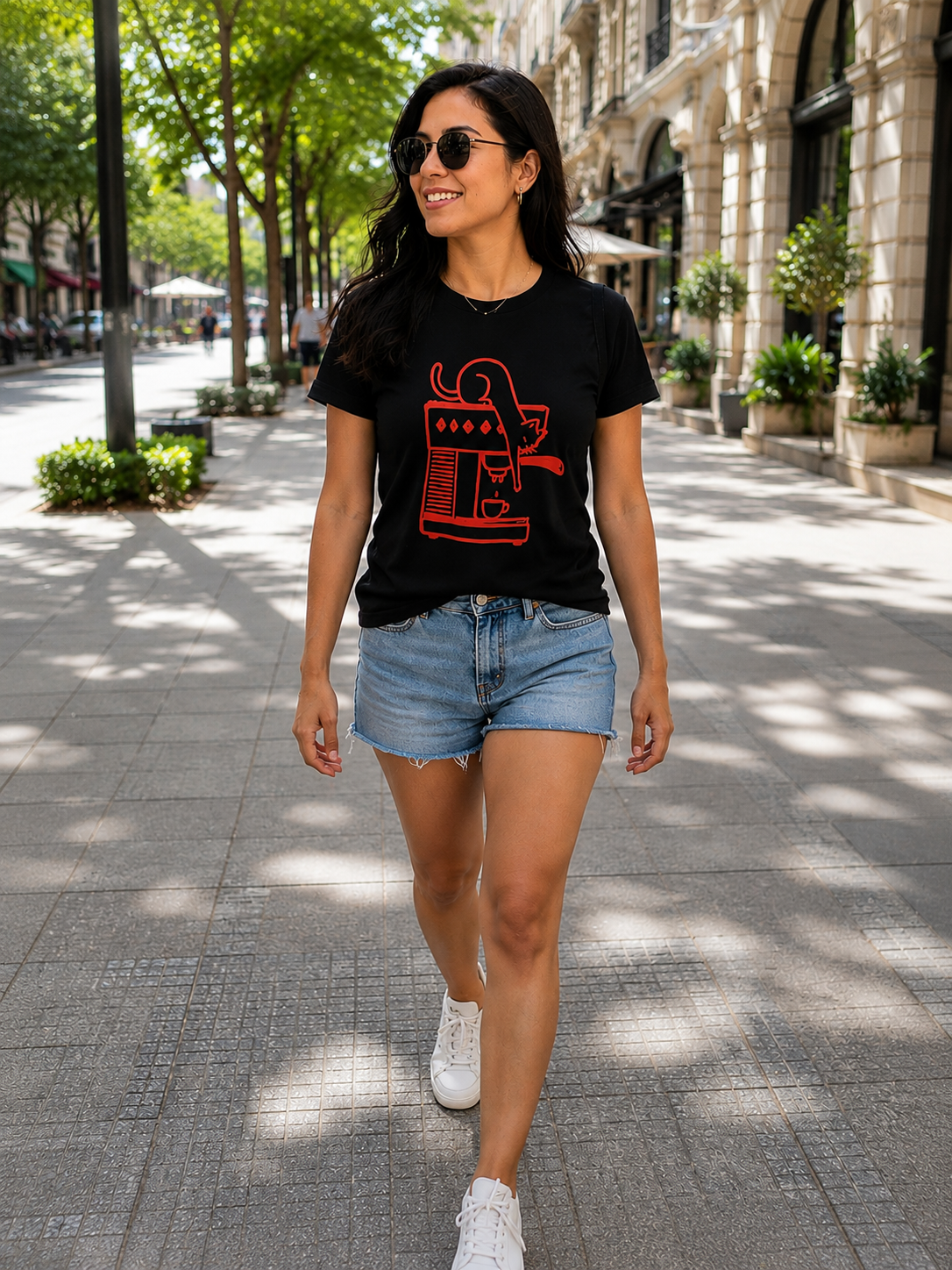 00581 Blusa Gato Barista Negra