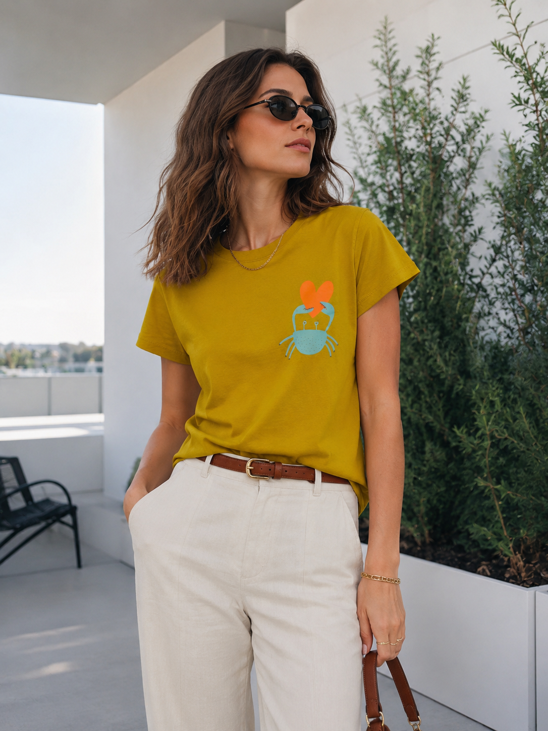 00926 Blusa Amarilla Cangrejo Corazón