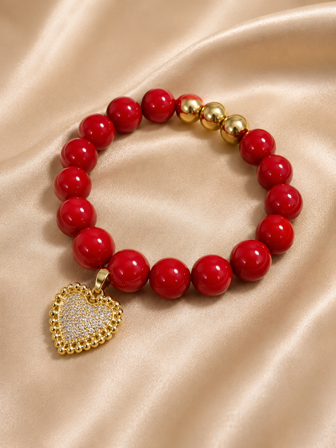 00331 Pulsera Ágata Roja y Charm Zamak