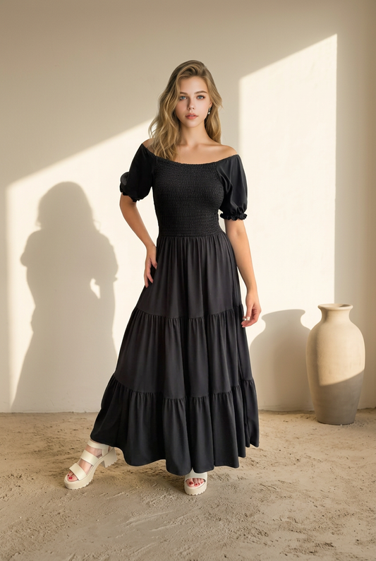 /336 Maxi Vestido Nela Negro