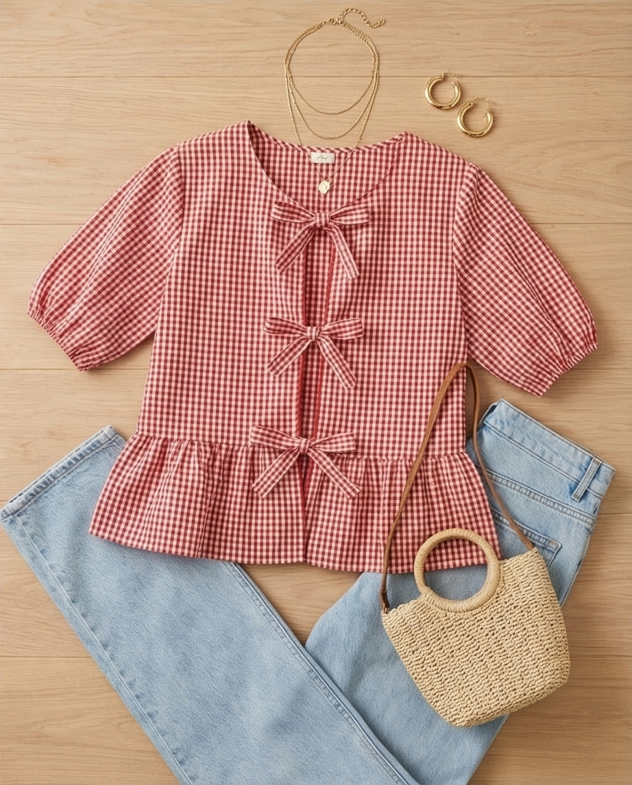 11 Blusa Lolita Roja Cuadros