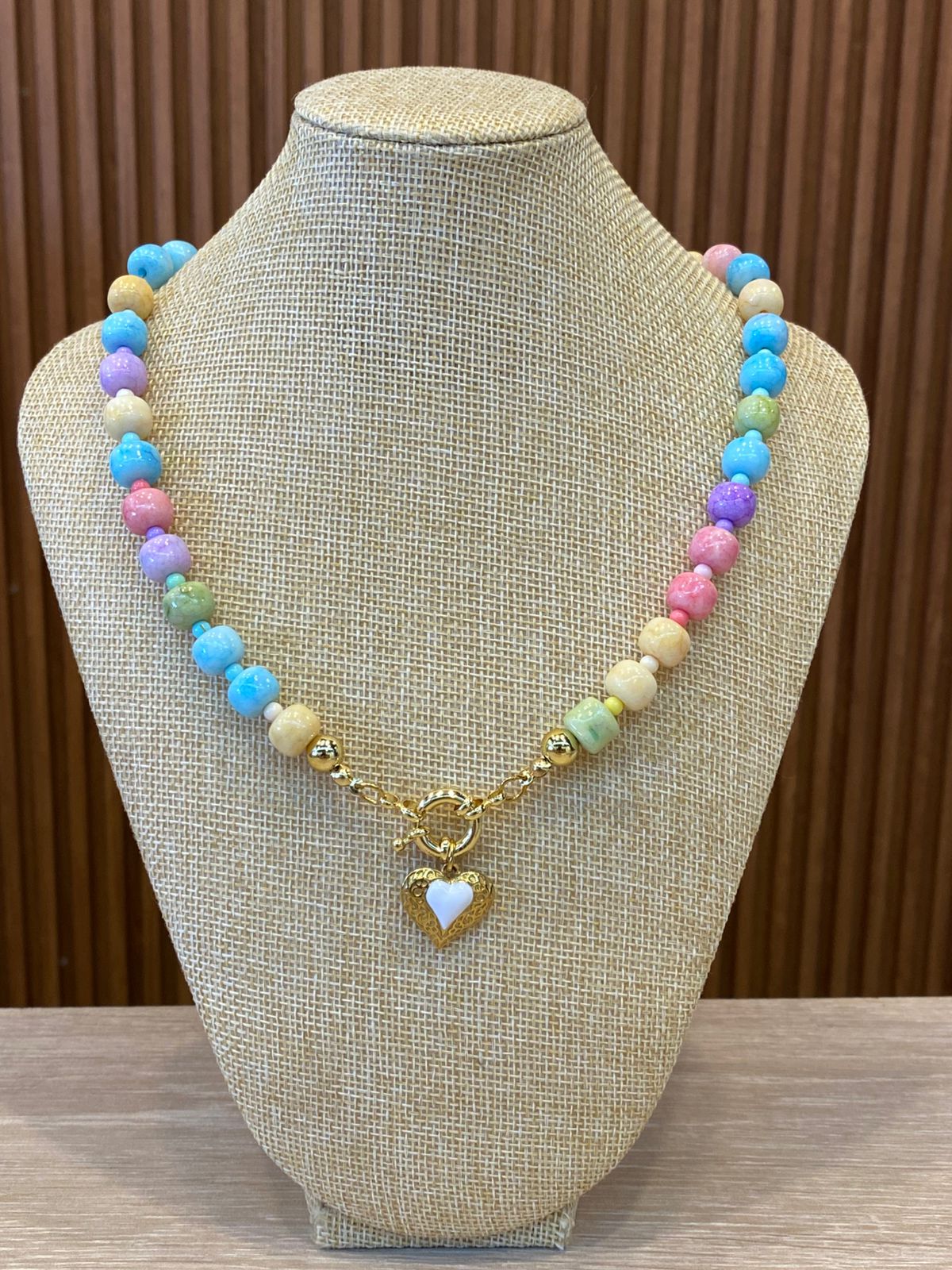 00311 Collar multicolor vidrio y acero