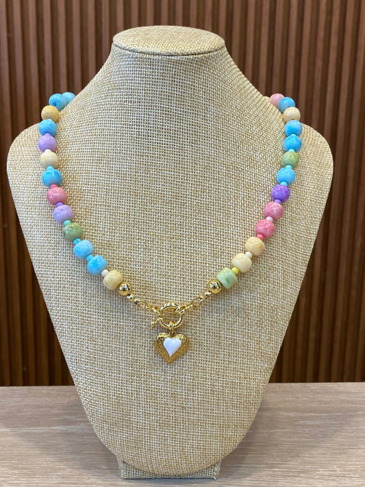 00311 Collar multicolor vidrio y acero