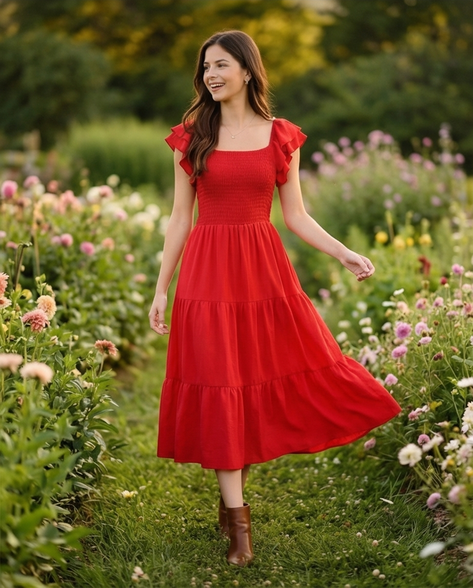 00509 MIDI Dress Alberta Rojo