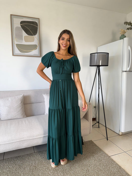 /336 Maxi Vestido Olivia Verde Esmeralda