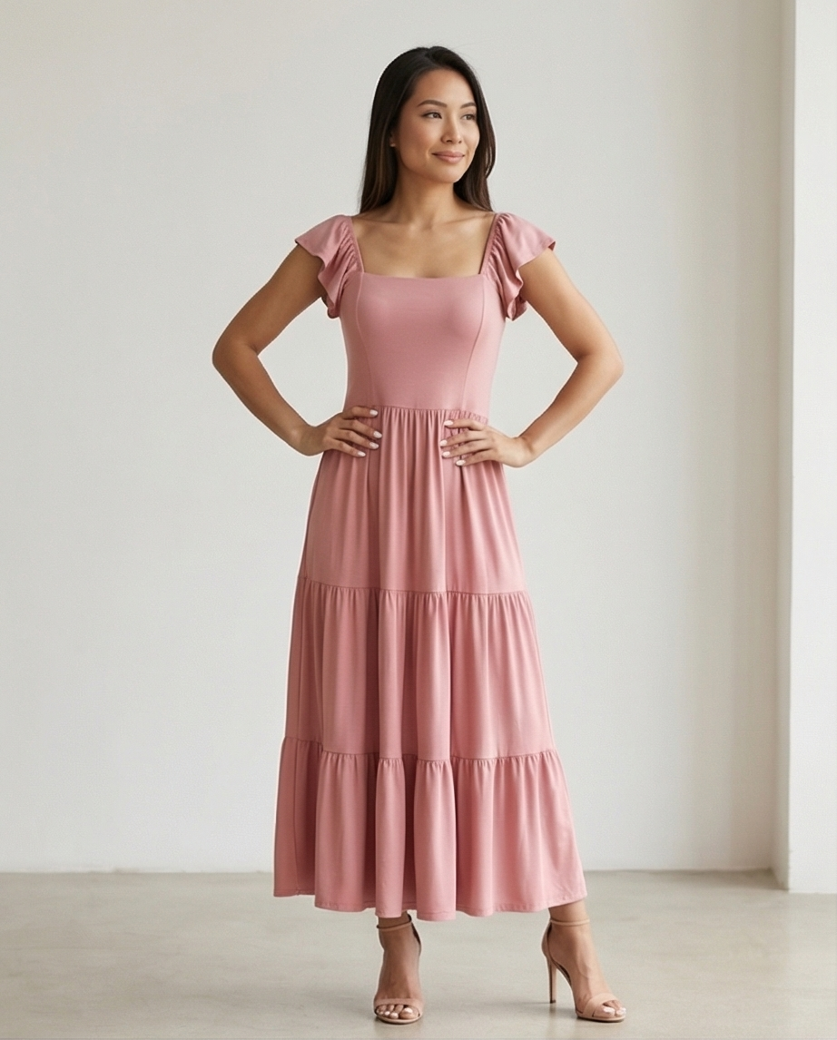 0038 Maxi Dress  Eva color rosa