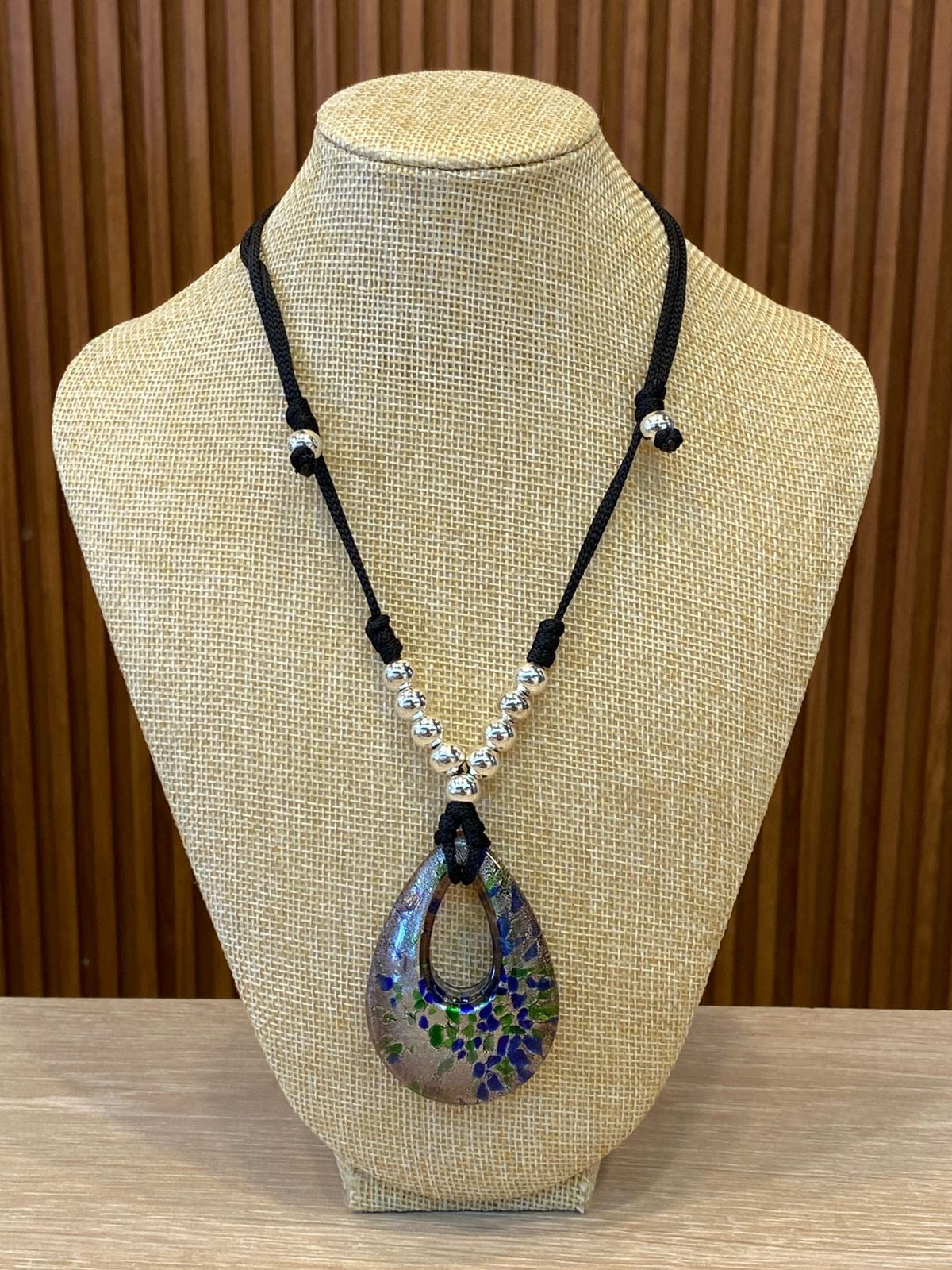 00303 Collar Murano Especial Gota Azul/Verde