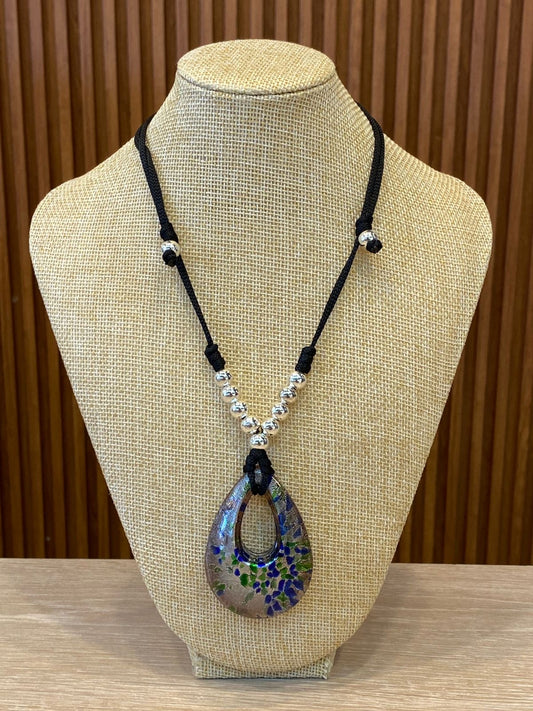 00303 Collar Murano Especial Gota Azul/Verde