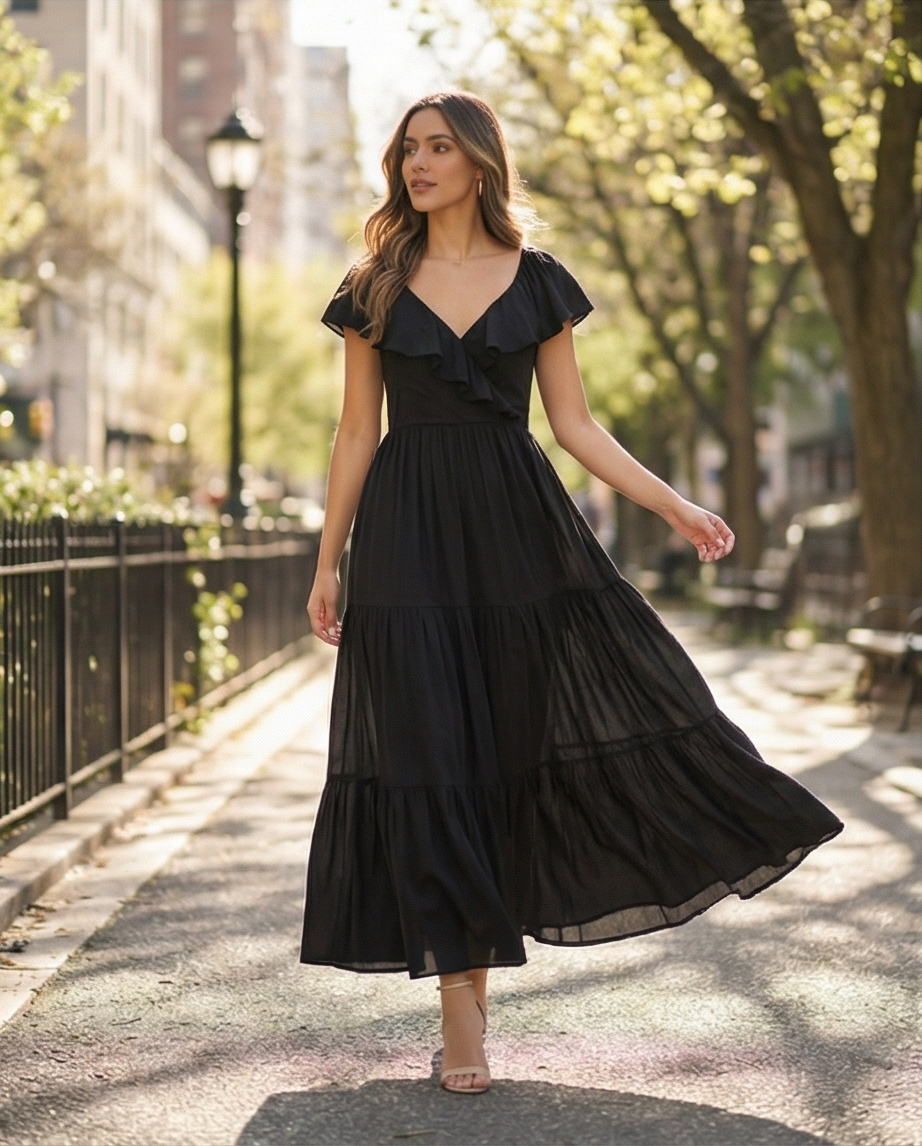 00805 Maxi Dress Cassandra Negro