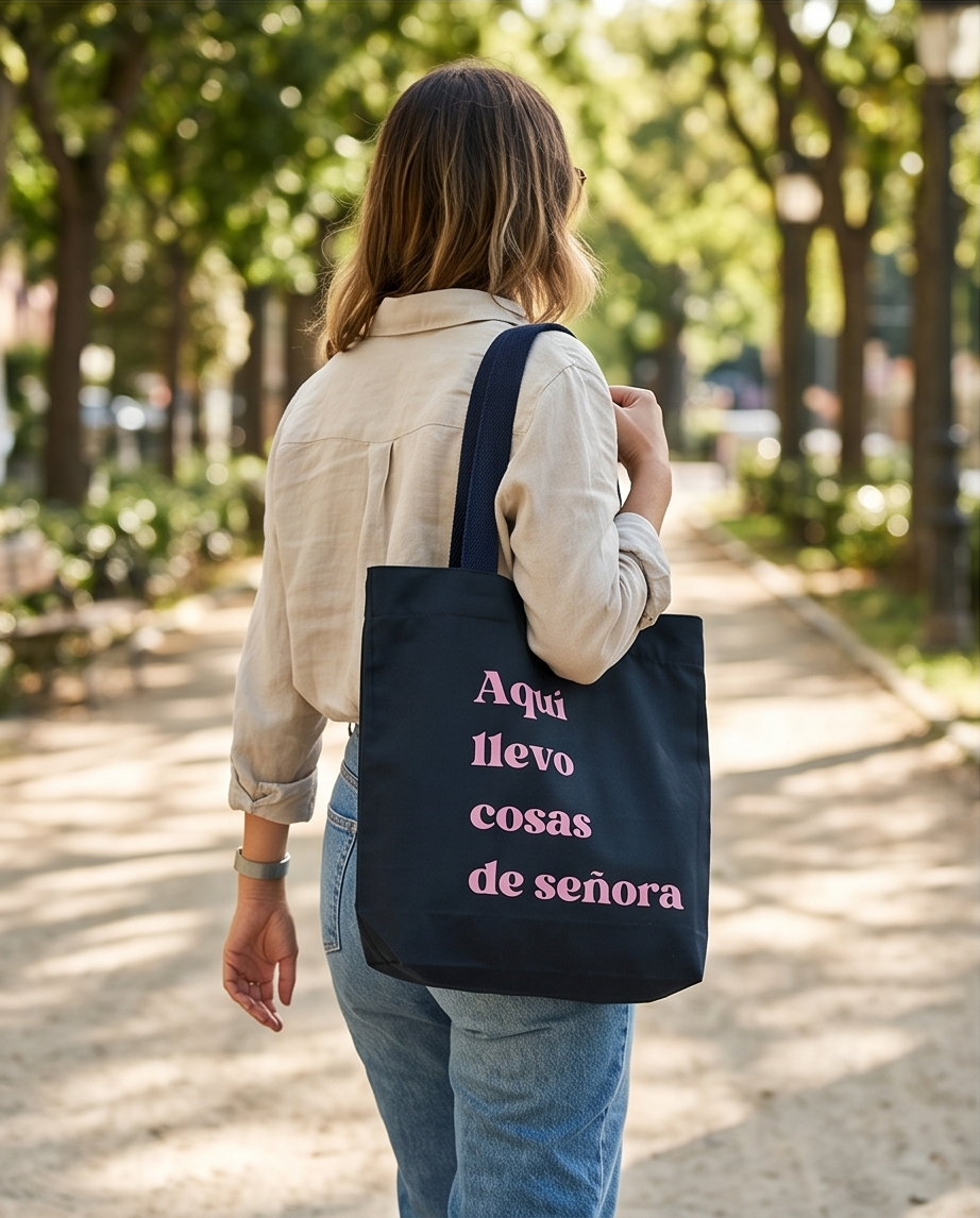 00602 Bolso HD Aquí Llevo Cosas de Señora ( azul )