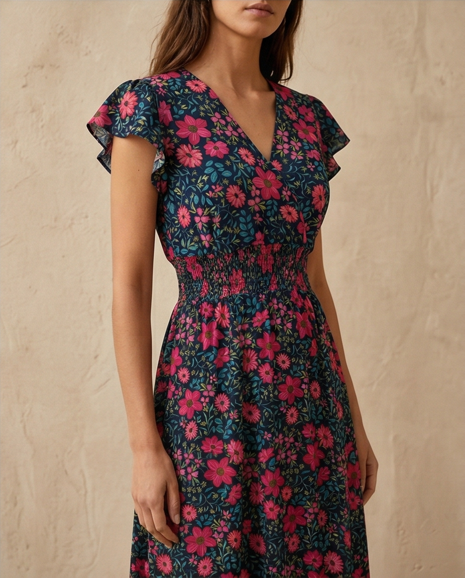 00301 Maxi Megan Flores Fucsia/Turquesa