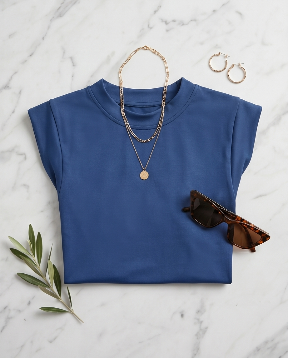 00100 Blusa Mindi Azul Cobalto