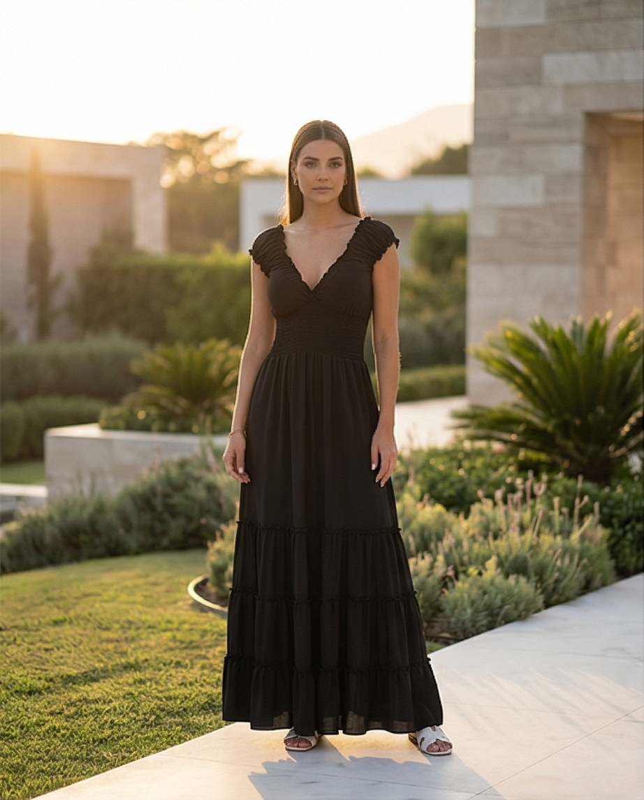 0039 Maxi Dress Sta Tere Negro