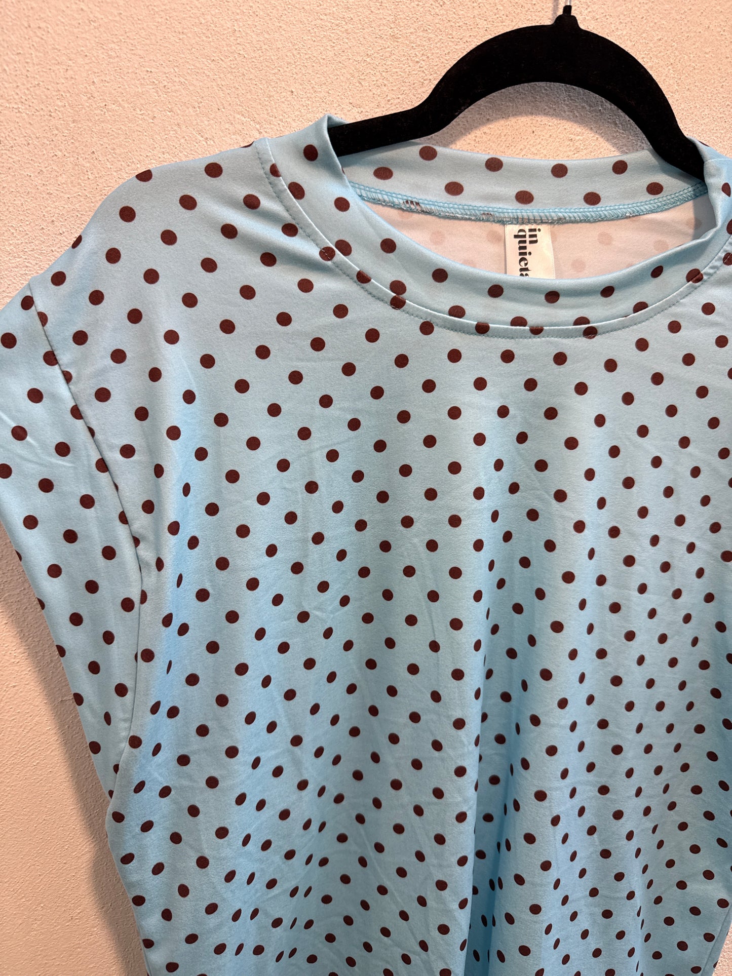 00102 Blusa Mindi Color Celeste Polka Dots