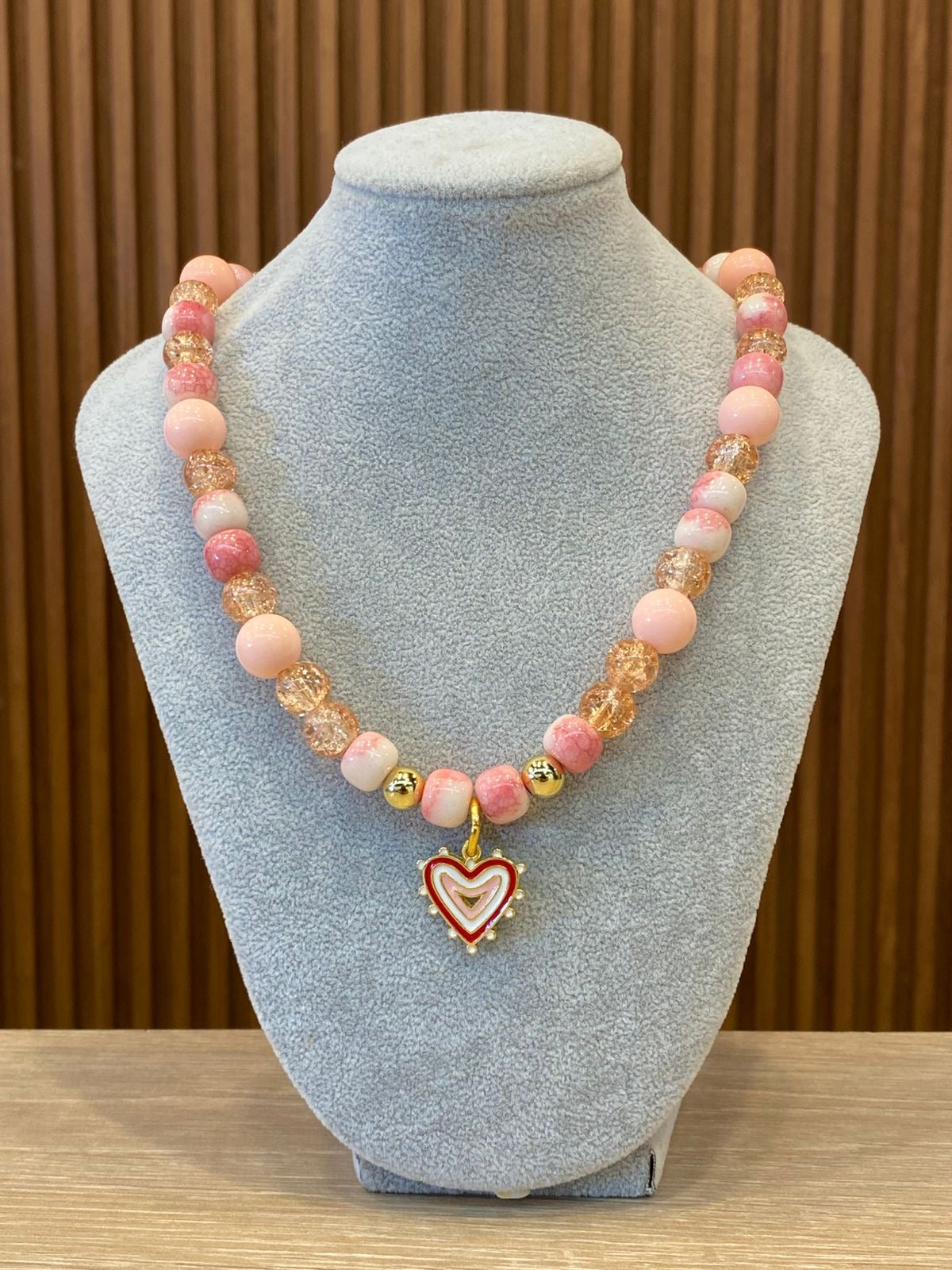 00316 Collar Acrílico Piedras Rose