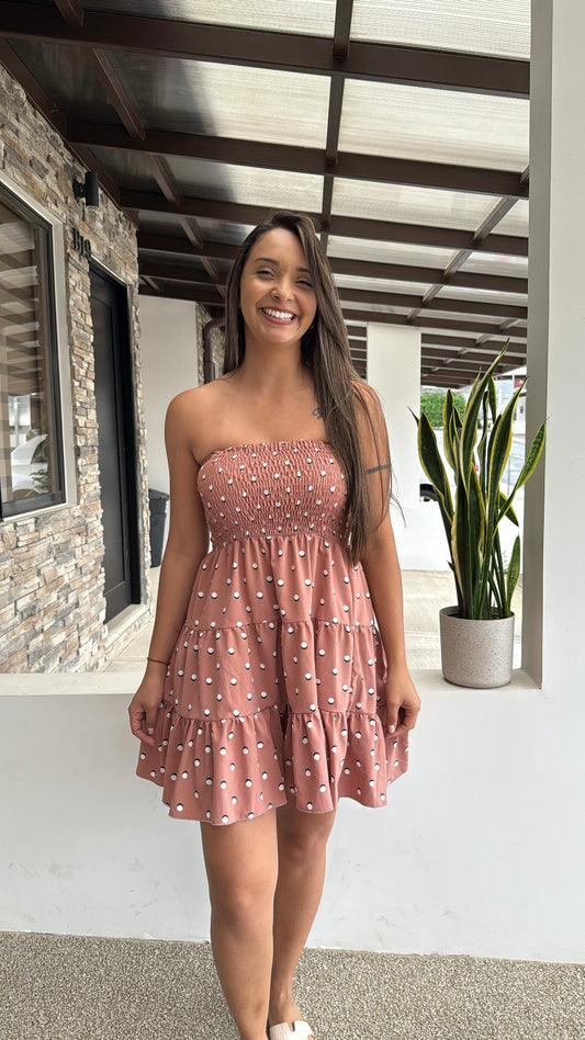 00818 Vestido/Falda Strapless Polka D