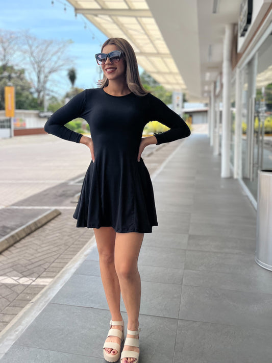 00803 Vestido Manga Larga Negro