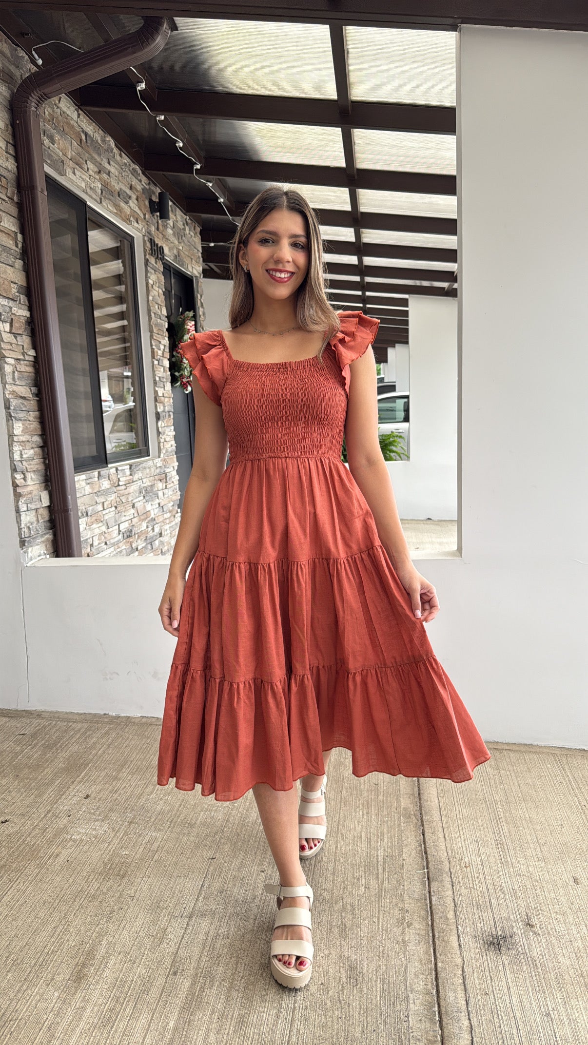 00510 MIDI Dress Alberta Terracota