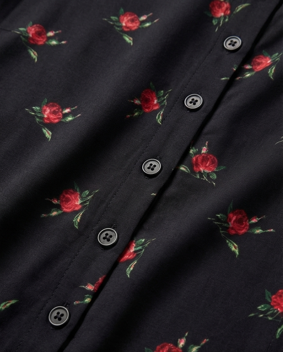 00019 Vestido negro flores rojas
