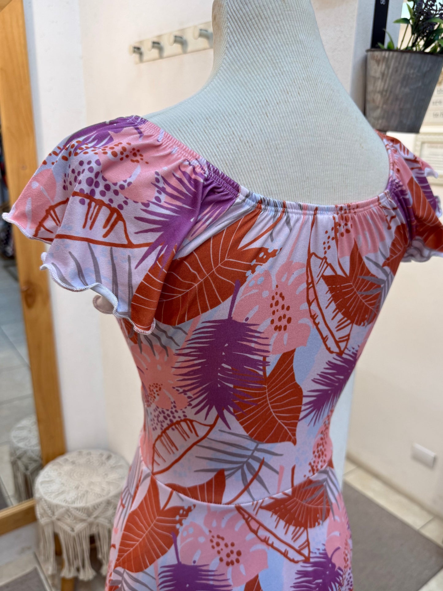 00401 Vestido Sabrina Hoja Naranja/Morado
