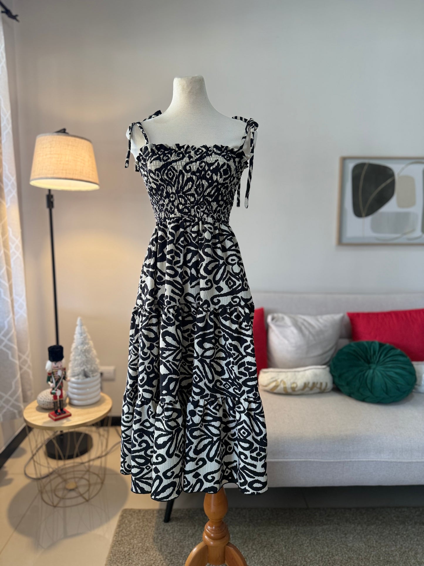 00801 Midi Dress Amanda Negro Étnico