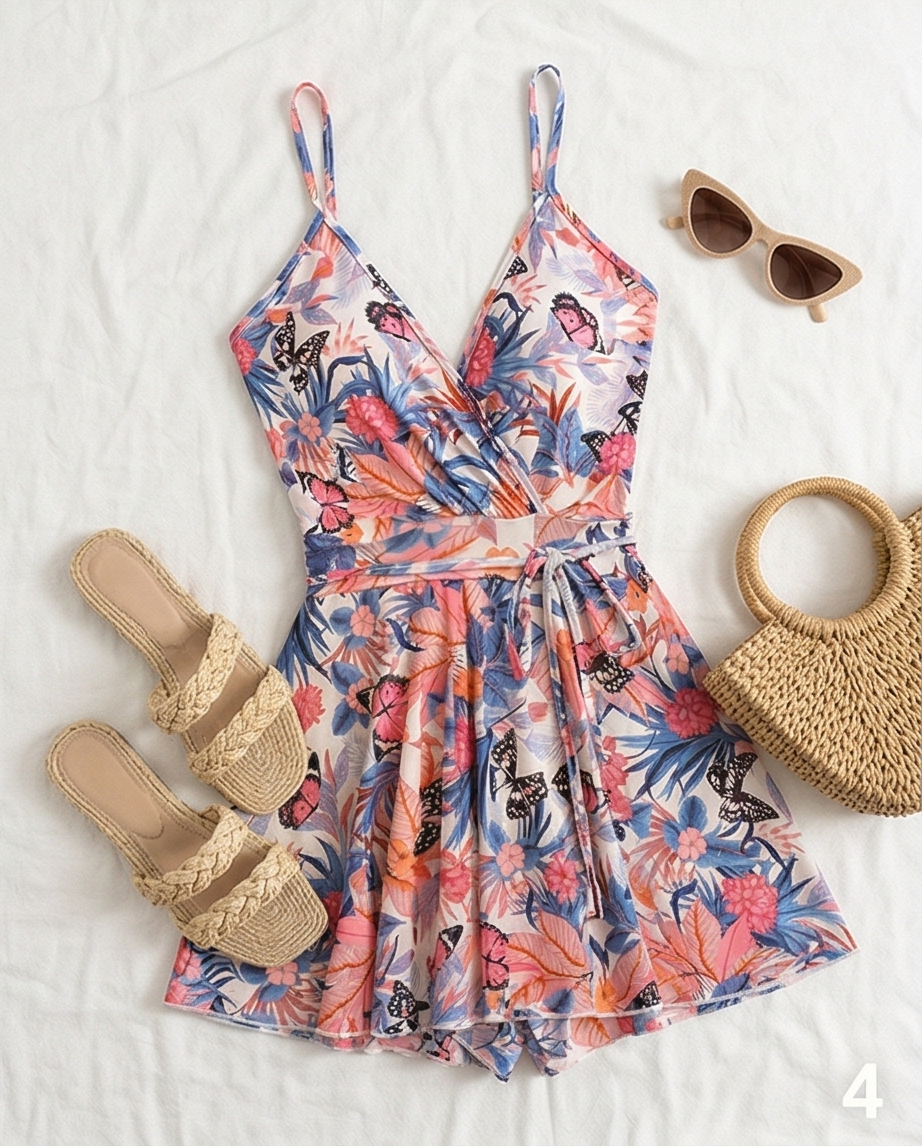 00874 Enterizo con falda y short mariposa
