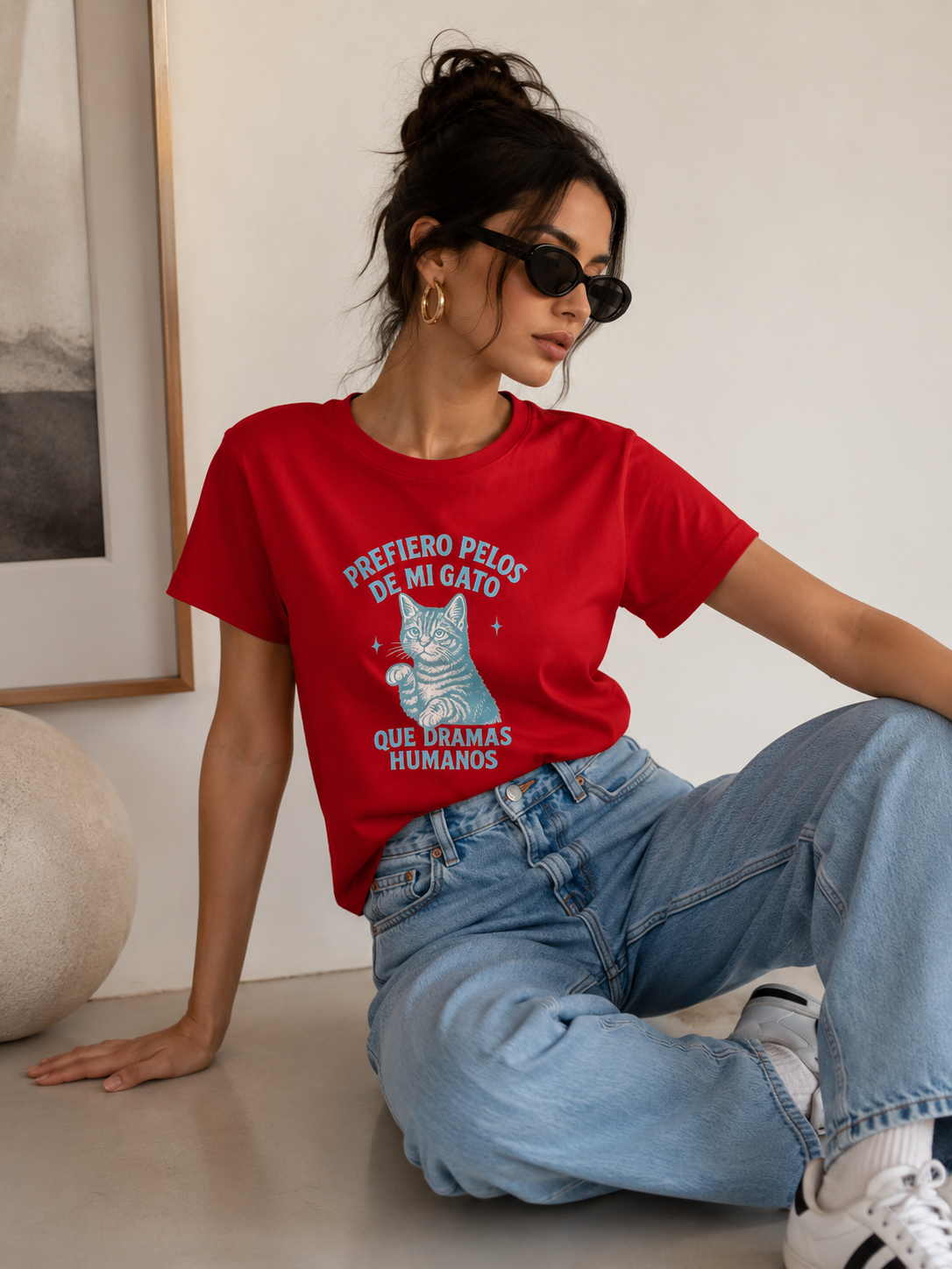 00553  Blusa Gato Drama Roja