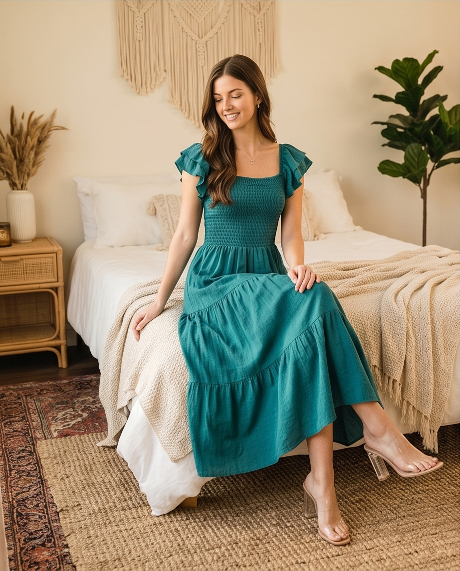 00509 MIDI Dress Alberta Verde Esmeralda