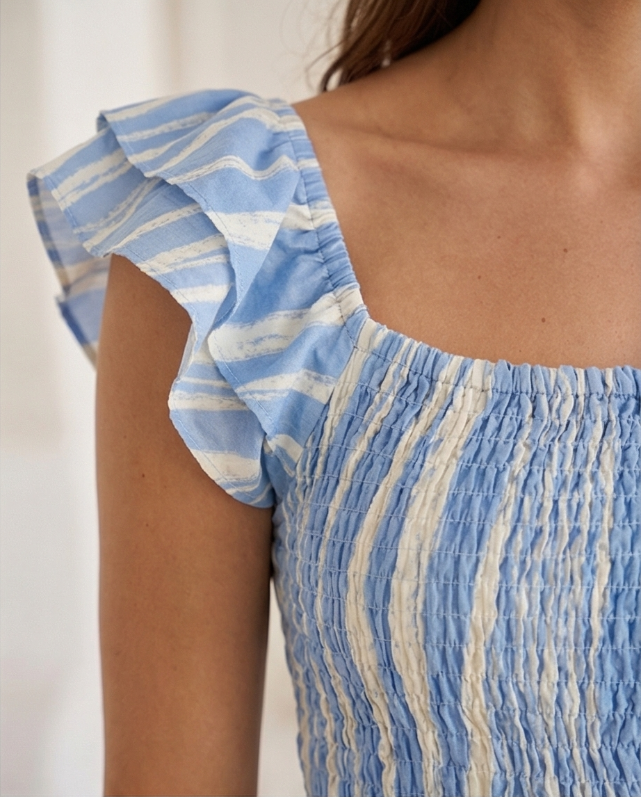 00509 MIDI Dress Alberta Rayas Celestes