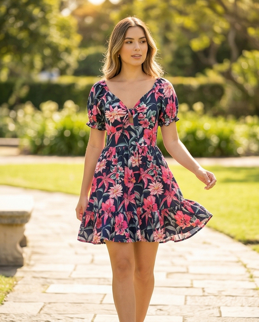 00854 Vestido Aliza azul floral