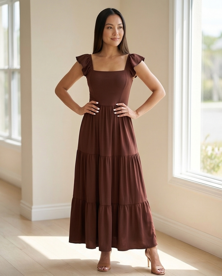 0038 Maxi Dress  Eva color café