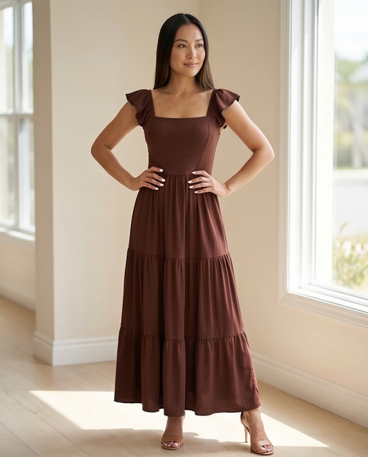 0038 Maxi Dress  Eva color café