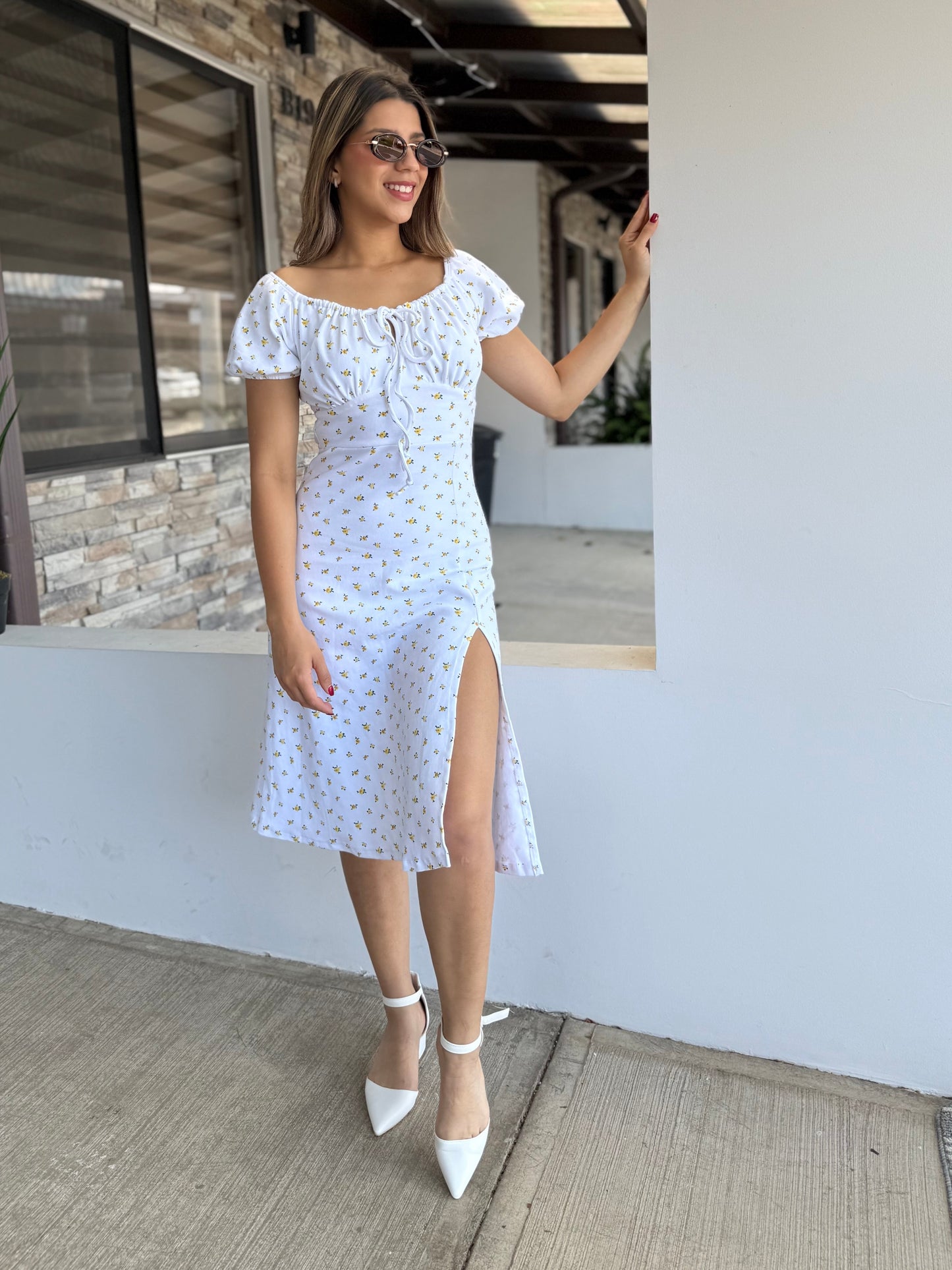 00715 Zoe Midi Dress Blanco