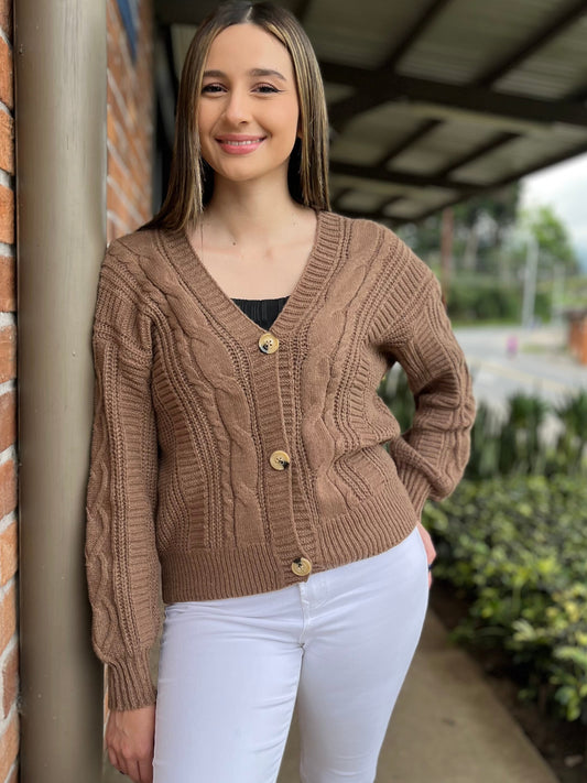 00831 Abrigo Tejido Lara Color Café 😱 ( Pre Venta ingresa  8 Diciembre )