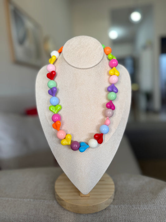 00335 Collar Corazón y Bola Chicle Mediano