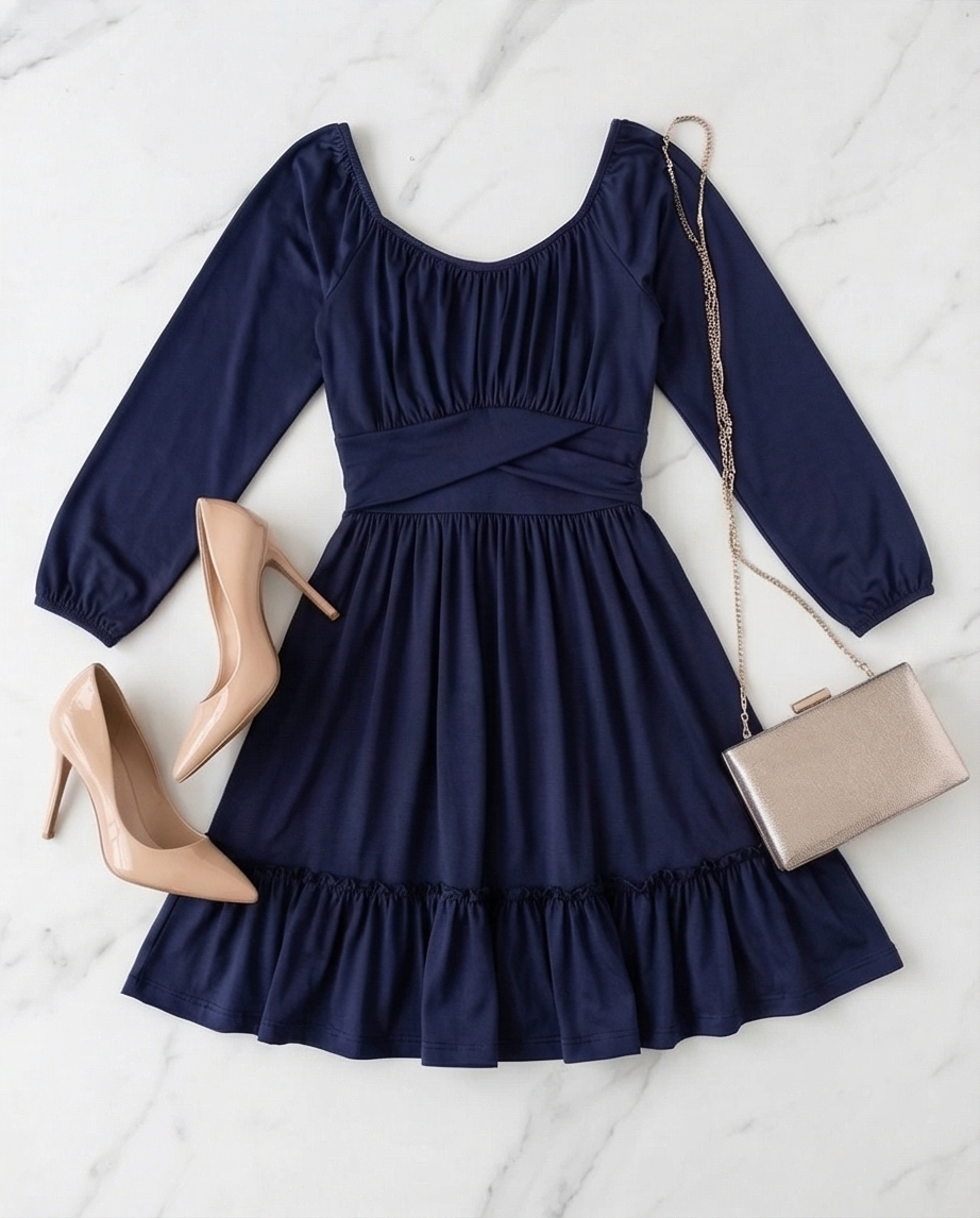 00012 Vestido Julieta manga 3/4 azul