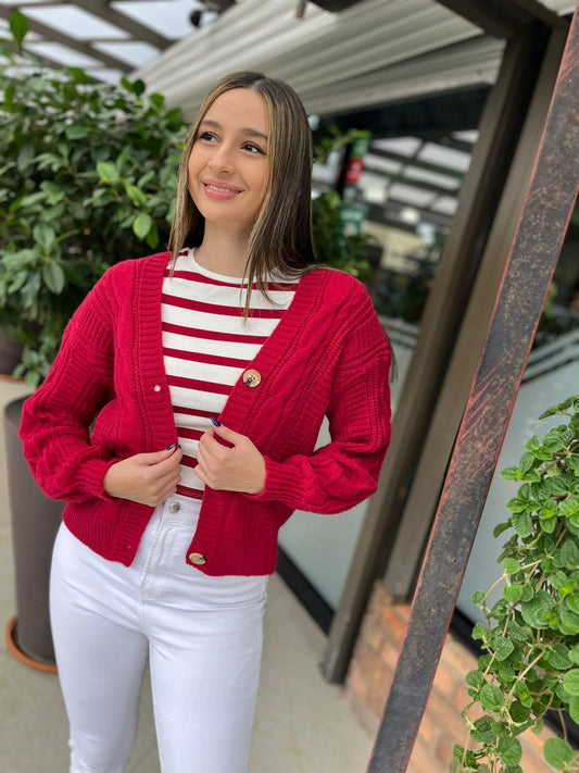 00831 Abrigo Tejido Lara Color Vino